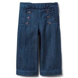 NWT Janie and Jack Girls Wide Leg Ruffle Jean Pants in Blue Bay Wash